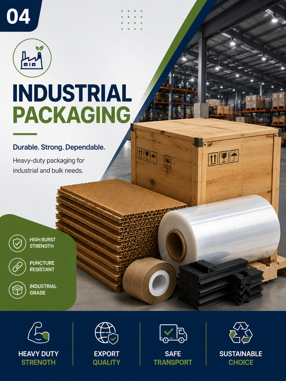 Stacked industrial LLDPE poly bags on pallets